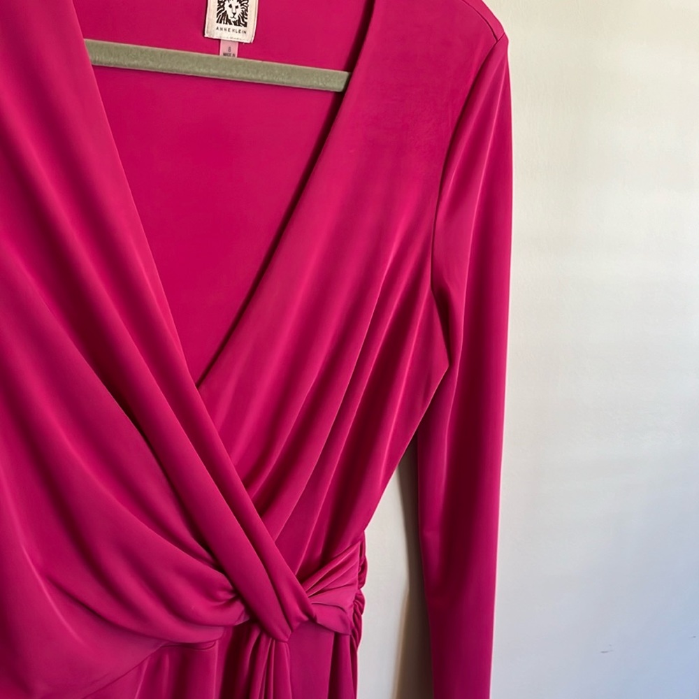 Anne Klein fraud-wrap dress, size 8, hot pink